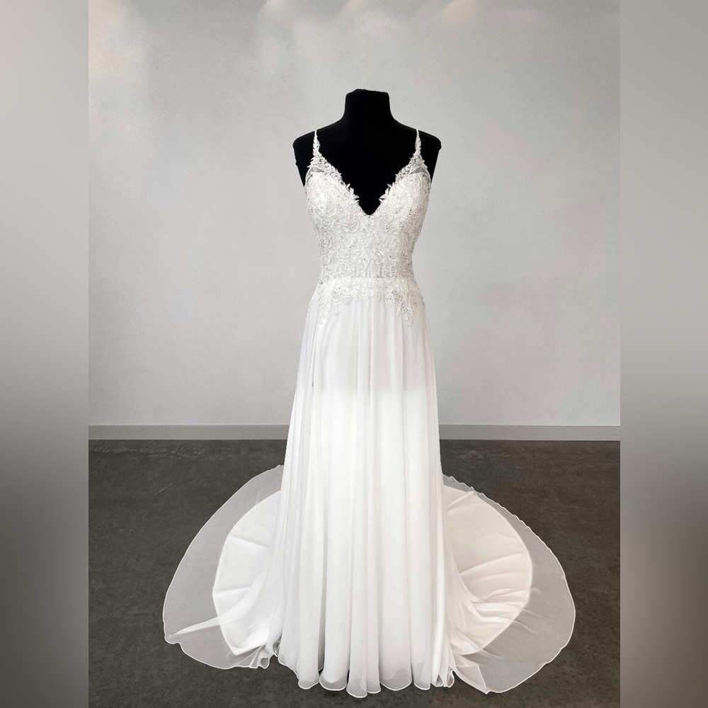 Sophia Tolli White Spaghetti-Strap Lace A-Line Wedding Dress